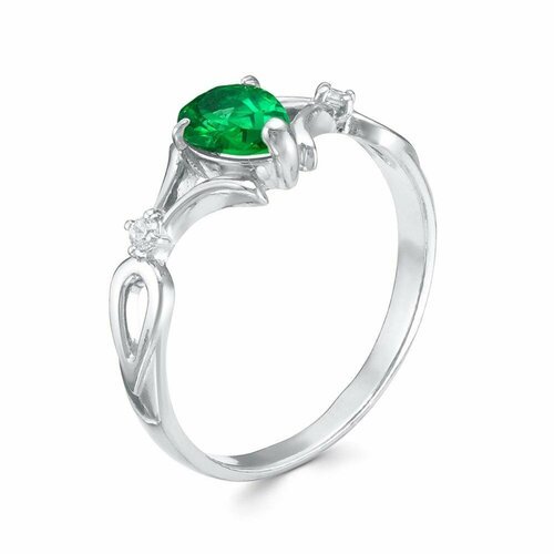 Кольцо Красная Пресня, шпинель синтетическая, размер 18.5, ширина 8 мм, бесцветный, зеленый