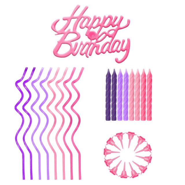 набор для торта FIOLENTO Happy Birthday: свечи 16х6см, 8х14см 1,5ч/г, топпер Happy Birthday