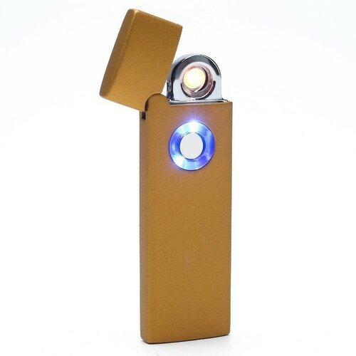 Зажигалка электронная в подарочной коробке, USB, спираль, 2.5 х 8 см, золото 3018075