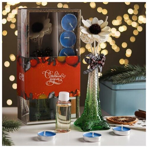 Набор подарочный 'Париж': ваза,свечи,аромамасло сандал,декор, 'Богатство Аромата'