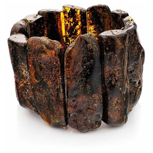 Amberholl Широкий браслет из натурального текстурного янтаря с природной корочкой «Помпеи»