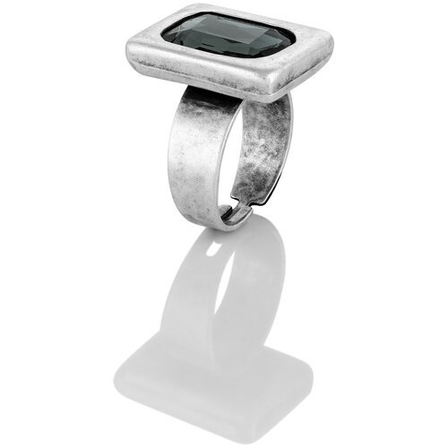 Кольцо L'attrice di base, кристалл, размер 19, серебряный, серый