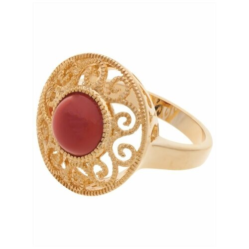 Кольцо помолвочное Lotus Jewelry, агат, размер 19, бордовый