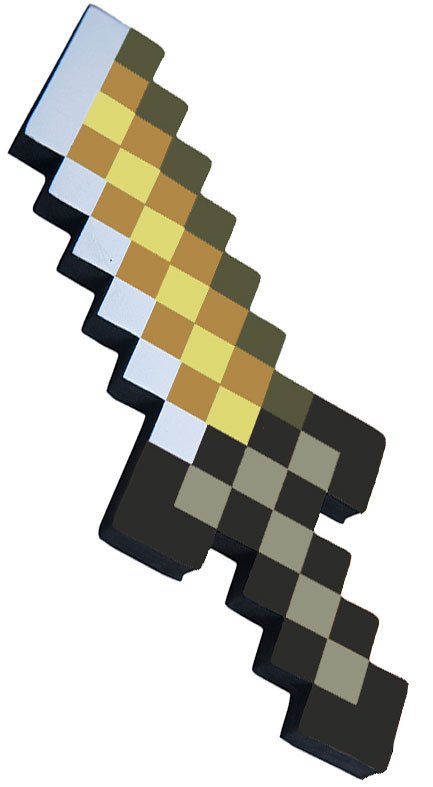 Кинжал 8Бит золотой пиксельный (25 см)