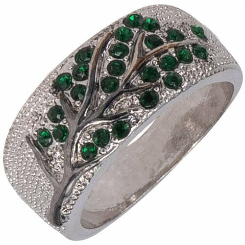 Кольцо OTOKODESIGN, размер 18, серебряный, зеленый