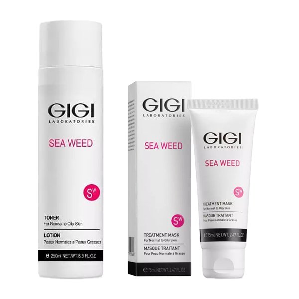 GiGi Набор для ухода за кожей лица: тоник 250 мл + маска лечебная 75 мл (GiGi, Sea Weed)