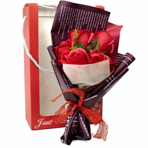 Букет из мыльных роз, подарочный набор для женщин, подарок на 14 февраля, на 8 марта, красный