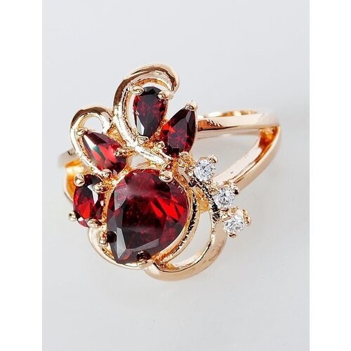 Кольцо помолвочное Lotus Jewelry, гранат, размер 17, красный