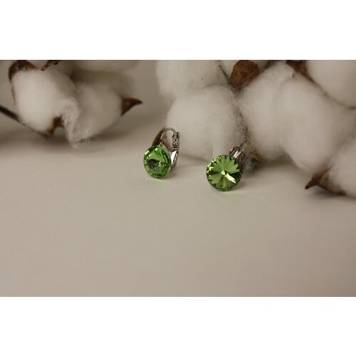 Серьги с подвесками XUPING JEWELRY, кристаллы Swarovski, размер/диаметр 10 мм, зеленый