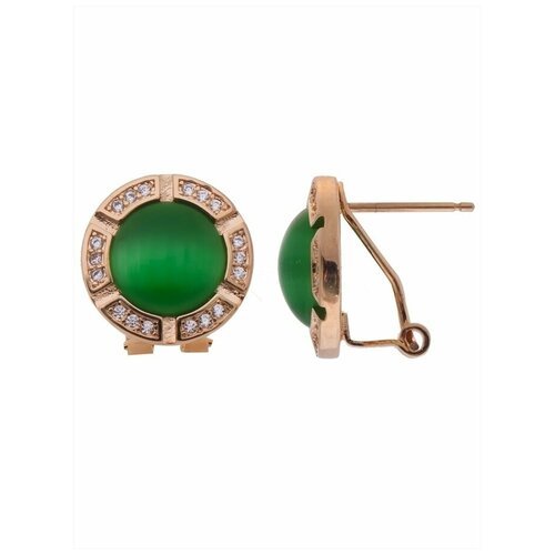 Серьги Lotus Jewelry, кошачий глаз, зеленый