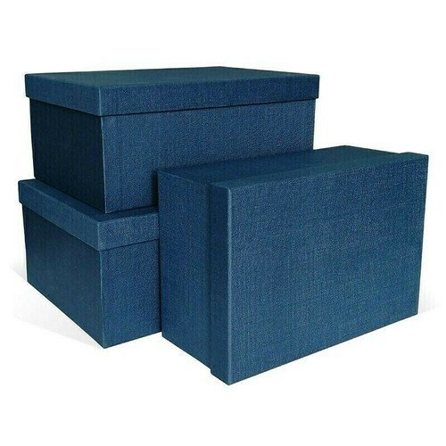 Коробка подарочная РутаУпак Рогожка, синяя, 335 х 240 х 142,5 мм