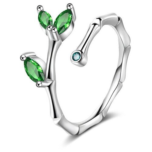 Кольцо WASABI jewell, циркон, размер 17, серебряный, зеленый
