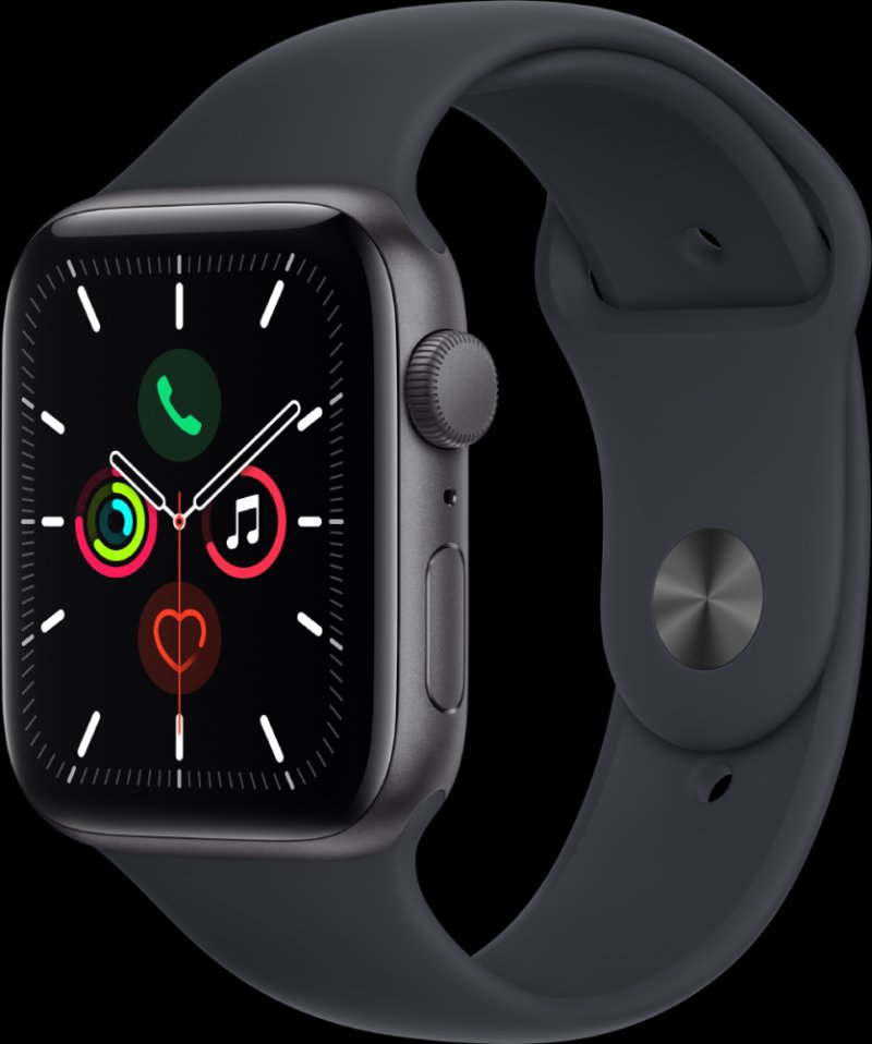 Apple Watch SE, 44 мм, корпус из алюминия, спортивный ремешок (темная ночь)