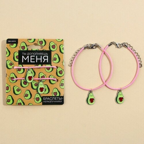 Комплект браслетов Art Beauty, металл, акрил, 2 шт., размер 25 см, зеленый, розовый