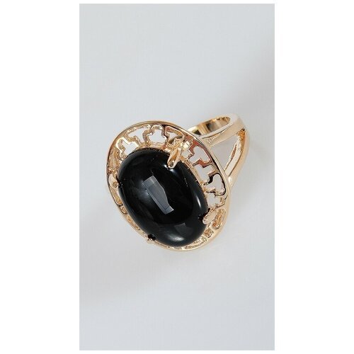 Кольцо помолвочное Lotus Jewelry, оникс, размер 16, черный
