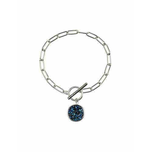 Браслет-цепочка Fiore Luna, кристалл, синий, серый