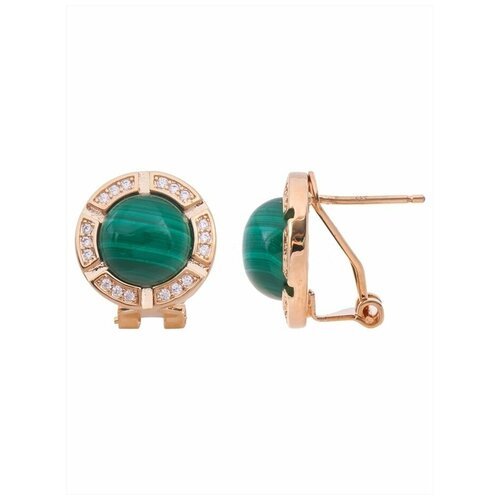 Серьги Lotus Jewelry, малахит, зеленый