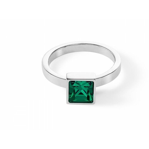 Кольцо Coeur de Lion, Swarovski Zirconia, кристалл, размер 18.5, серебряный, зеленый
