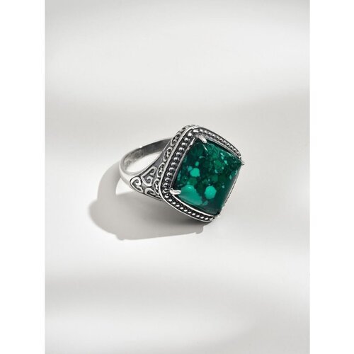 Кольцо Shine & Beauty, малахит, размер 18.5, зеленый, серебряный
