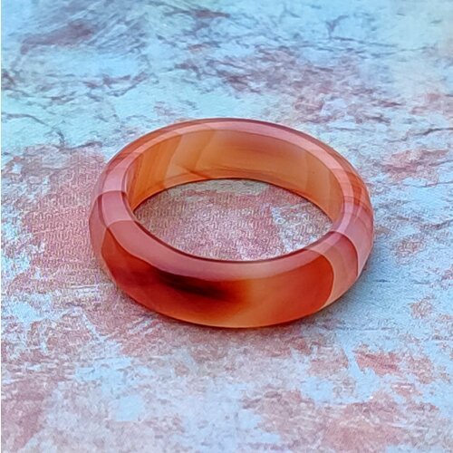 Кольцо, сердолик, размер 17.5, красный, оранжевый