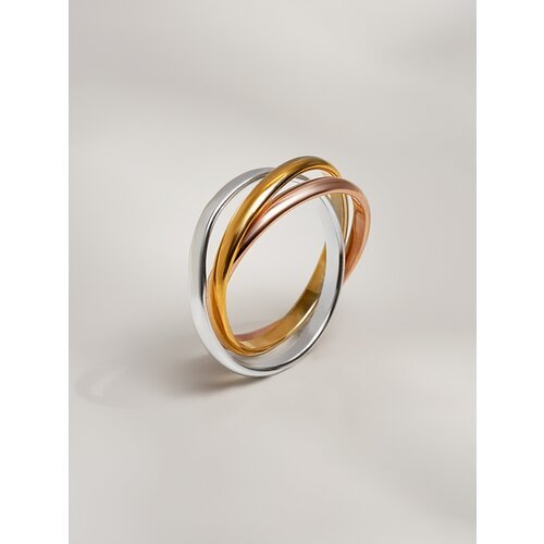 Кольцо переплетенное Shine & Beauty, размер 21, золотой, серебряный