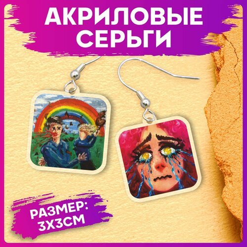 Серьги 1-я Наклейка, черный