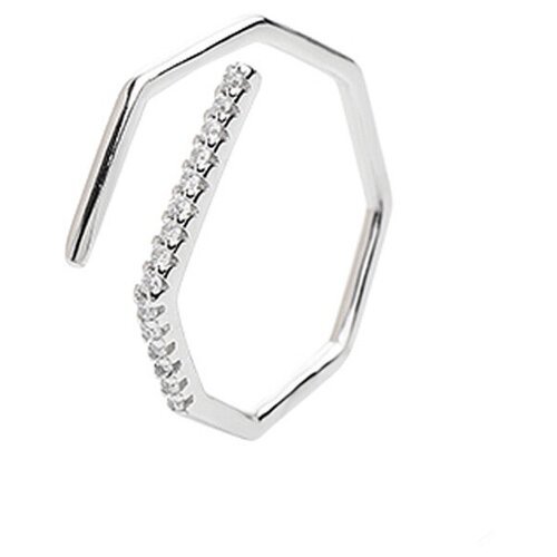 Кольцо WASABI jewell, циркон, размер 16.5, ширина 3 мм, серебряный