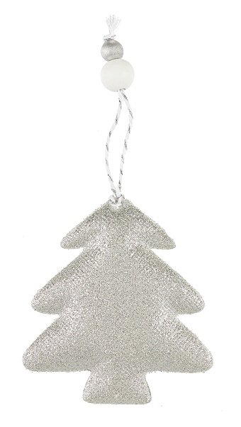 Новогоднее подвесное украшение Серебряная елка (ПВХ) (11x8)