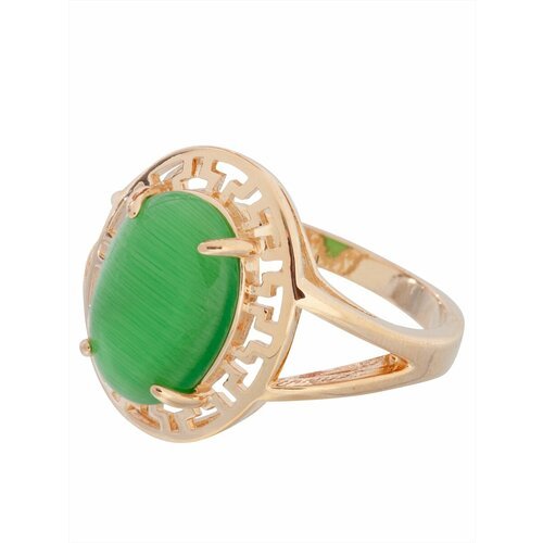 Кольцо помолвочное Lotus Jewelry, кошачий глаз, размер 17, зеленый