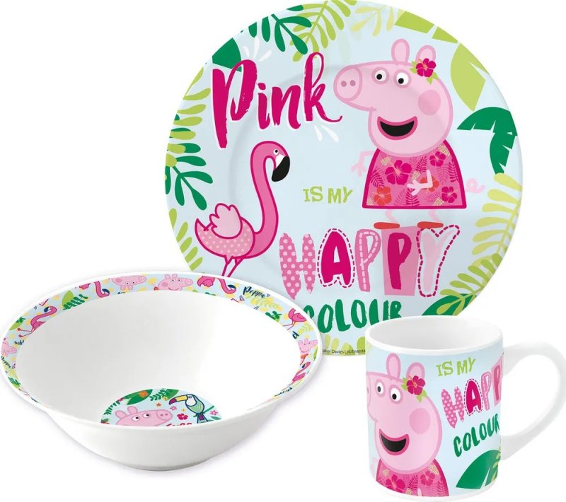 Набор посуды Свинка Пеппа и Фламинго (3 предмета / керамика)