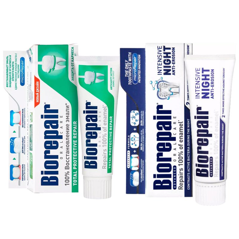 Biorepair Набор зубных паст для комплексного ухода за полостью рта, 2х75 мл (Biorepair, Ежедневная забота)