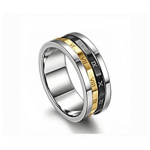 Мужское кольцо серебристого цвета с римскими цифрами (Размер 21)