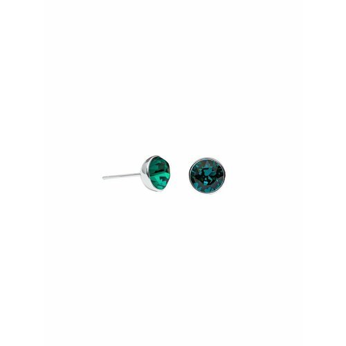 Серьги пусеты Fiore Luna, кристаллы Swarovski, зеленый, серый