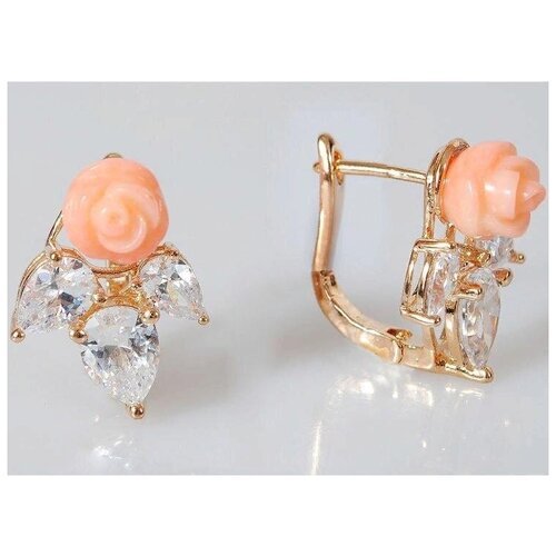 Серьги Lotus Jewelry, коралл, розовый