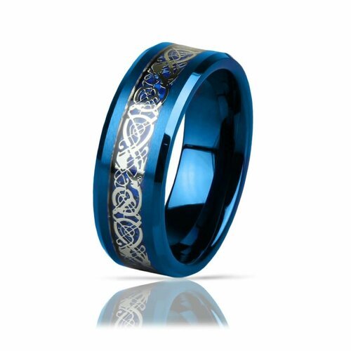 Кольцо обручальное, размер 18, синий